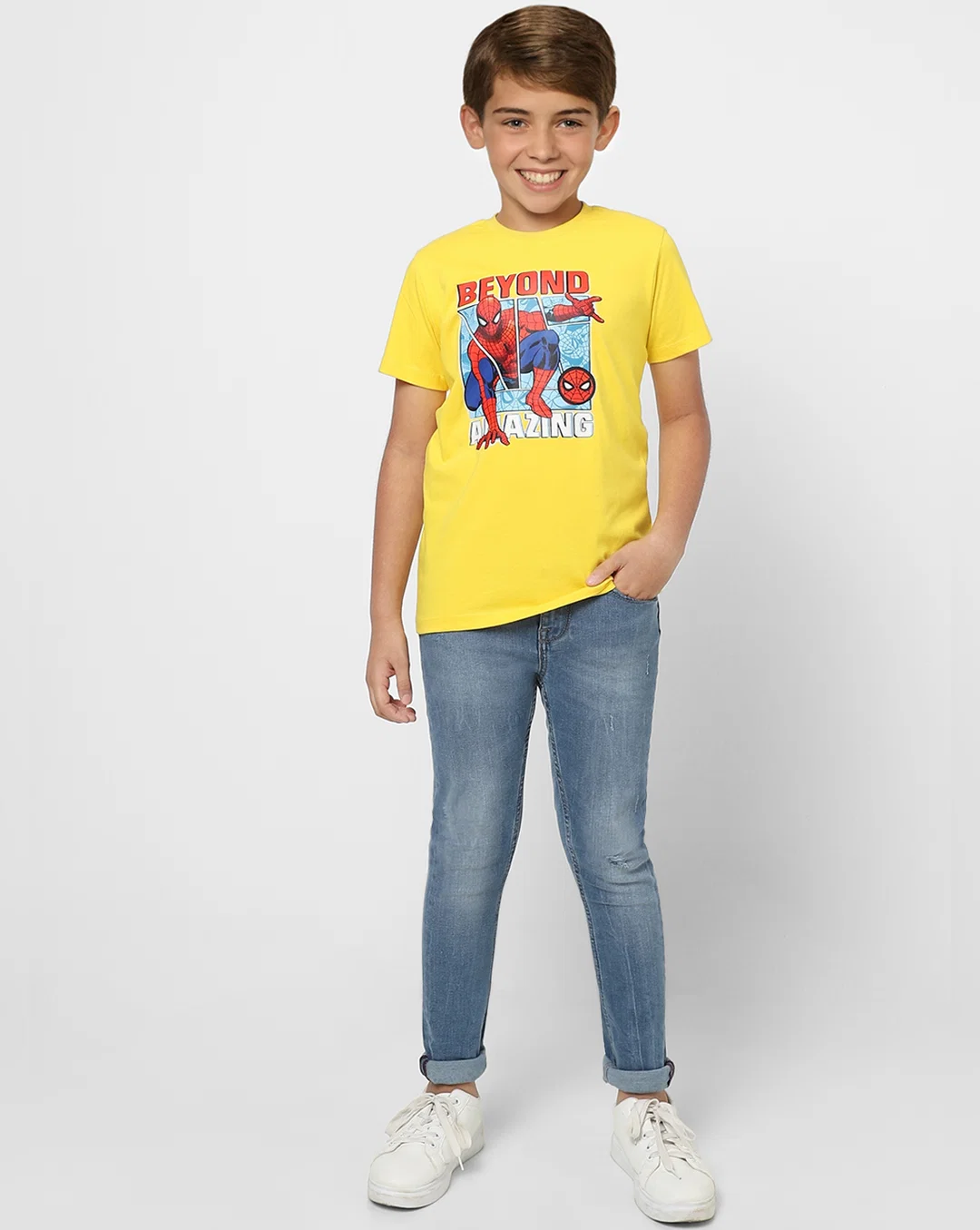 BOYS BLUE X MARVEL BLUE SPIDER MAN POLO T-SHIRT - Image 2