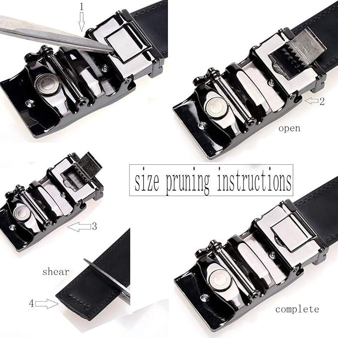 Zacharias Men's Faux Leather Belt Automatic Buckle (Black;Free Size) (Pack of 1) - Image 3